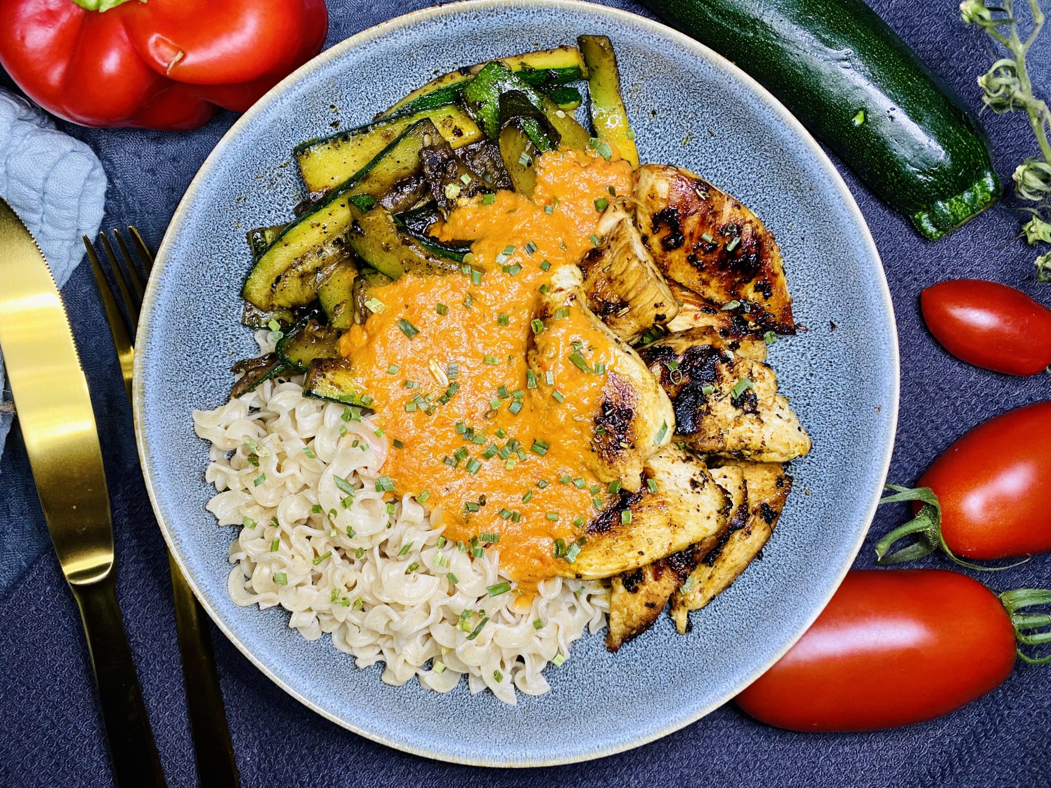 Hähnchenfilet mit Zucchini und Paprikasoße [2020] » MICHAELS-FOOD-BOOK