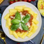 Reispasta mit veggie Bolognese